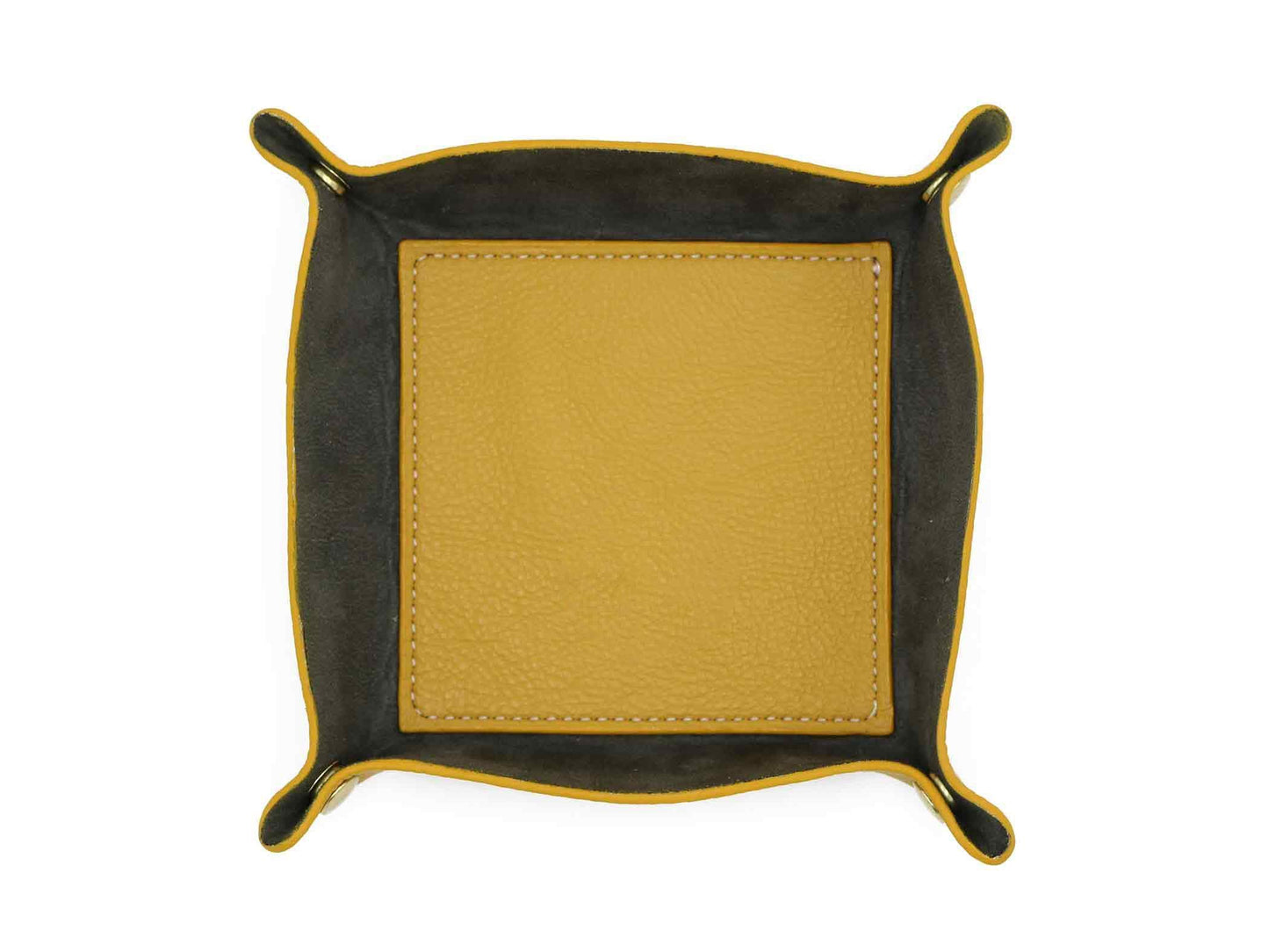 Contemporary Valet Tray - Italian Pebble Grain Leather Lined with Dark Grey Microsuede - Stonestreet Leather