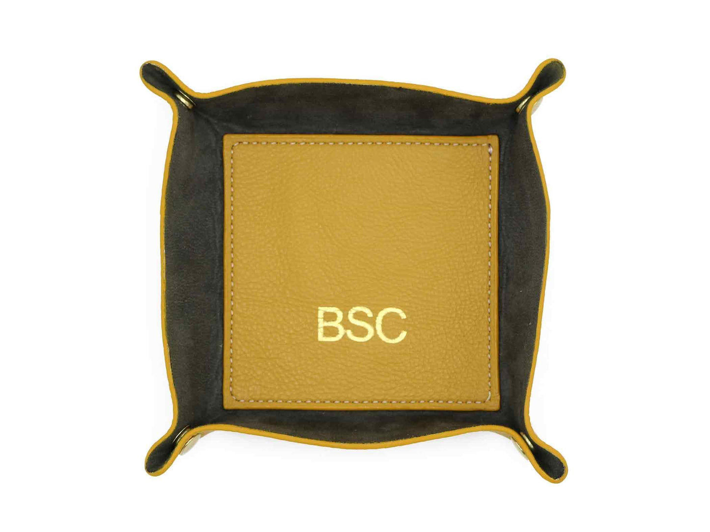 Contemporary Valet Tray - Italian Pebble Grain Leather Lined with Dark Grey Microsuede - Stonestreet Leather