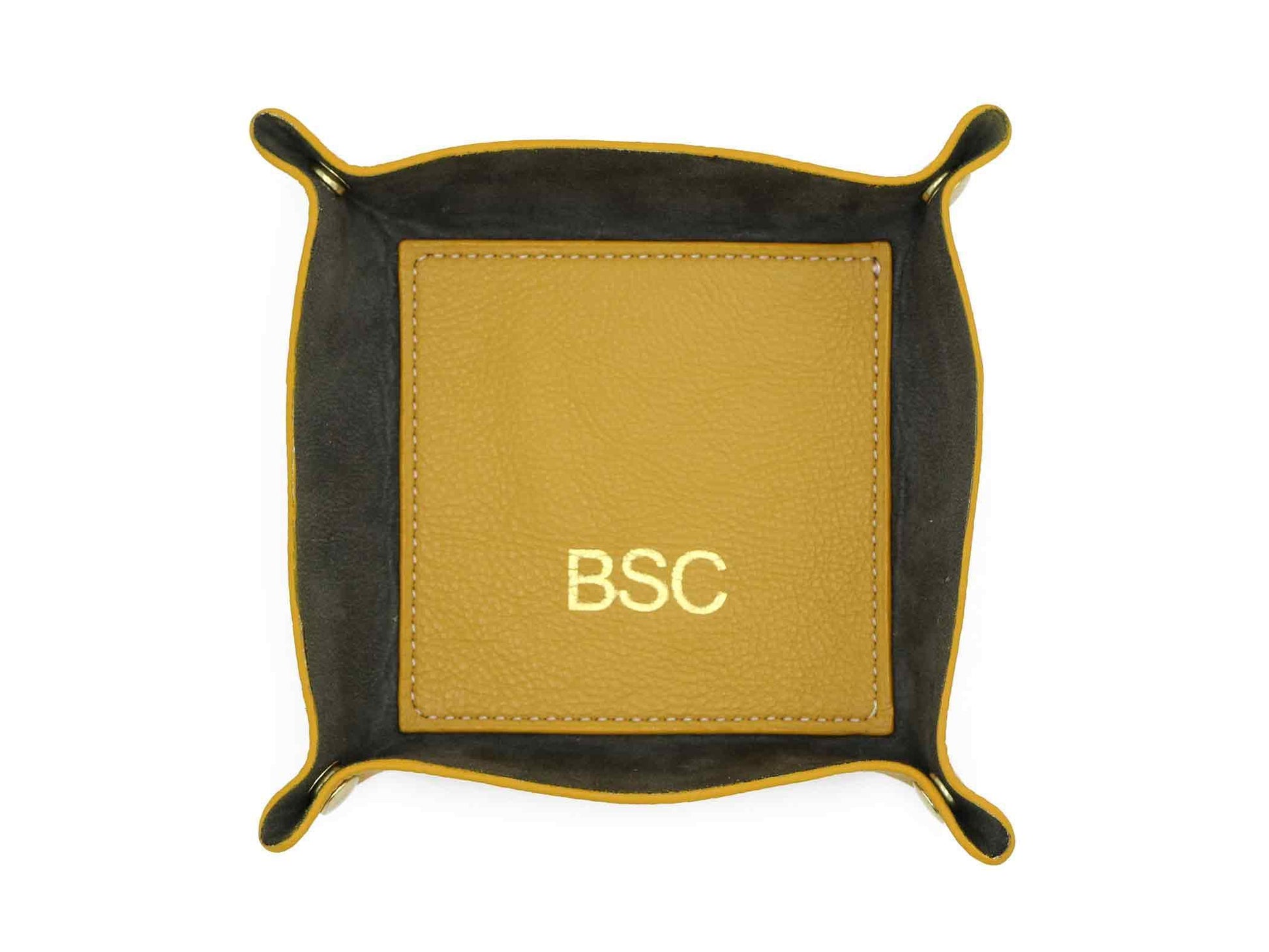 Contemporary Valet Tray - Italian Pebble Grain Leather Lined with Dark Grey Microsuede - Stonestreet Leather