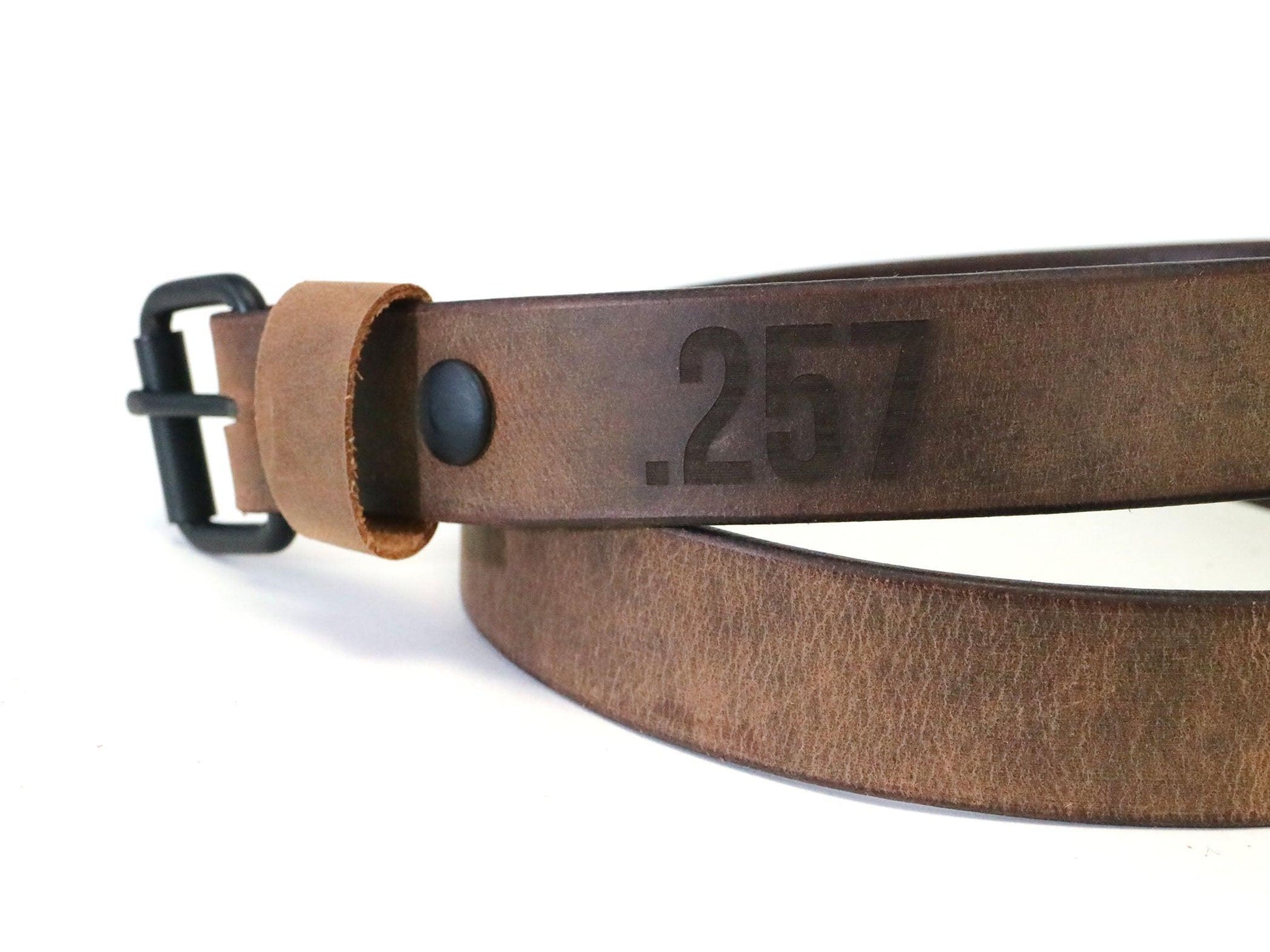 Crazy Horse Buffalo Leather Belt - Matte Black Hardware - Stonestreet Leather