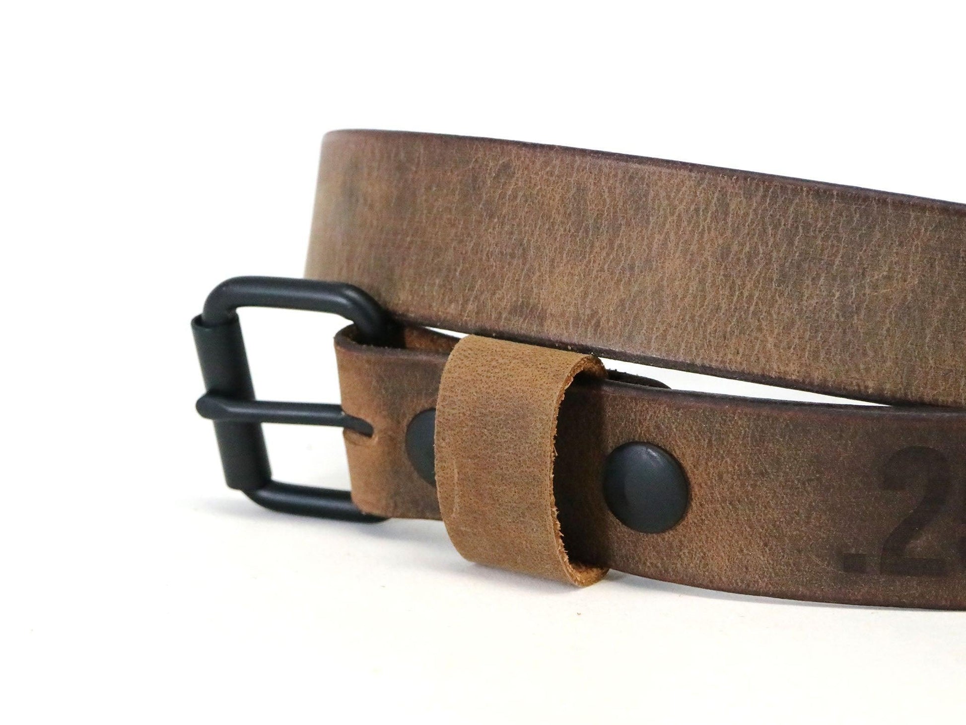 Crazy Horse Buffalo Leather Belt - Matte Black Hardware - Stonestreet Leather