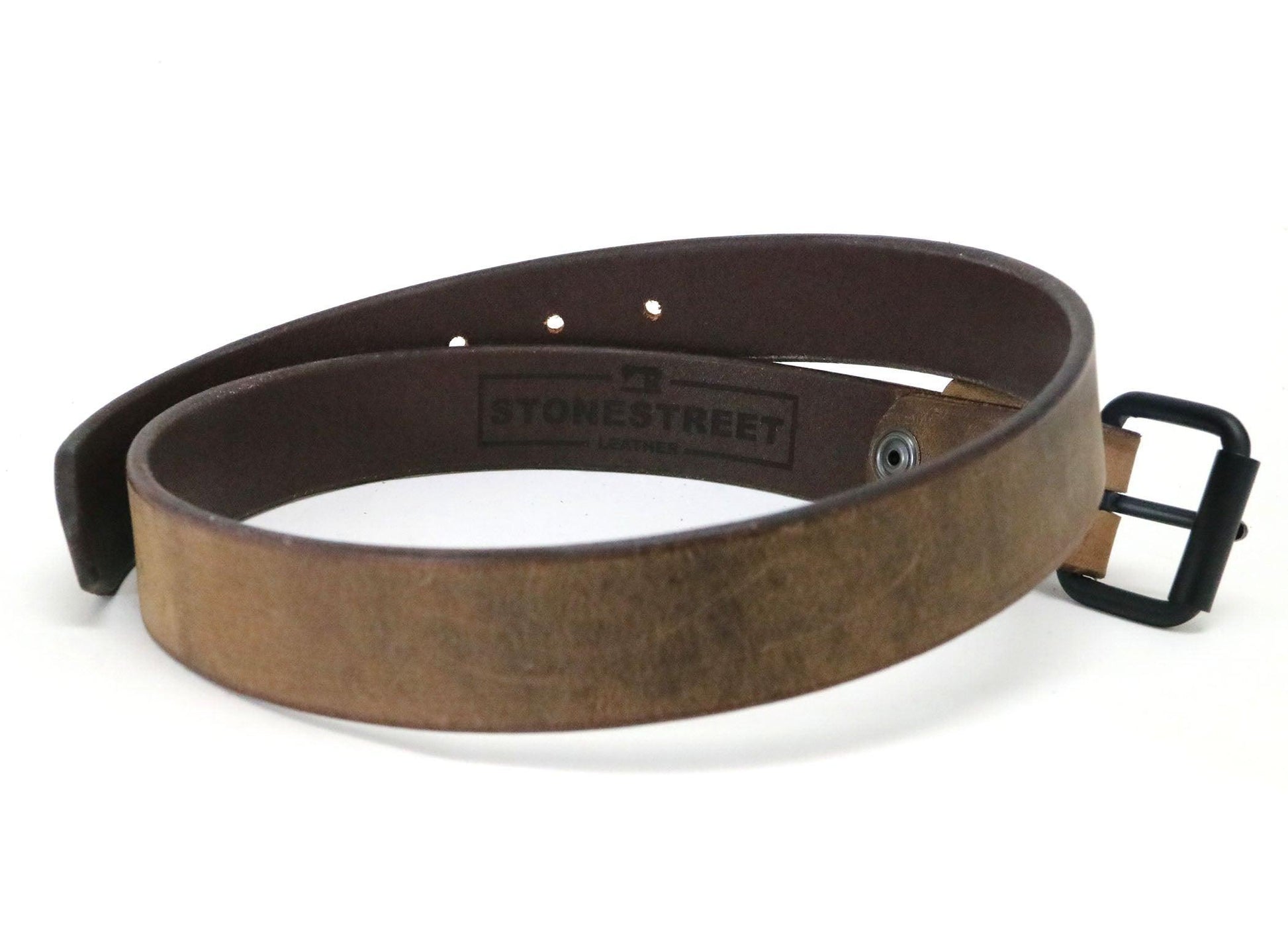 Crazy Horse Buffalo Leather Belt - Matte Black Hardware - Stonestreet Leather