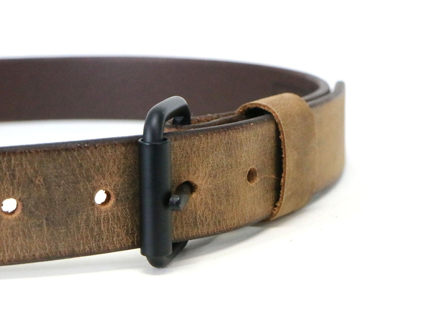 Crazy Horse Buffalo Leather Belt - Matte Black Hardware - Stonestreet Leather