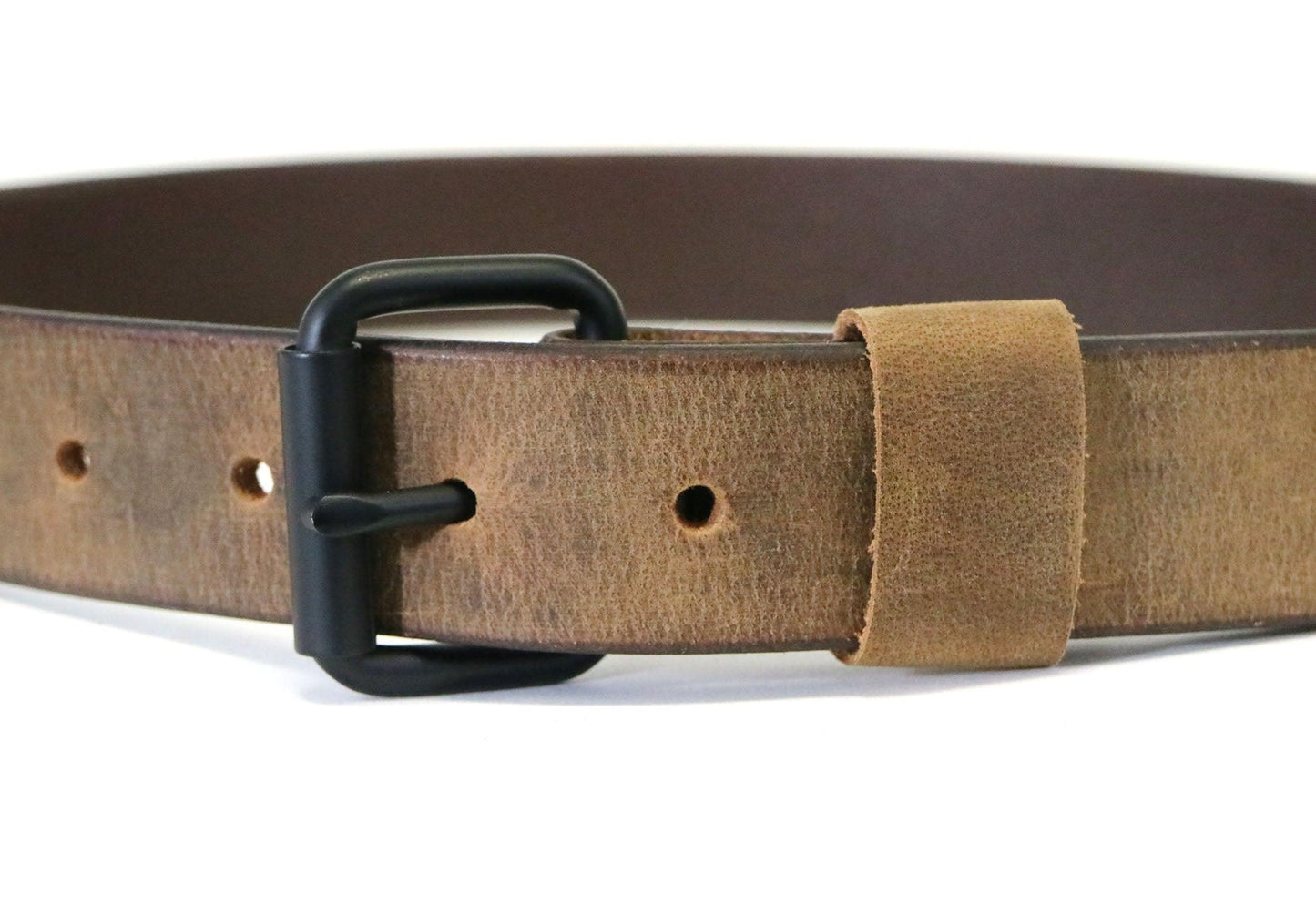 Crazy Horse Buffalo Leather Belt - Matte Black Hardware - Stonestreet Leather
