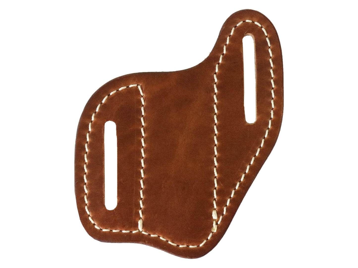 Handmade Leather Pocket Knife Holster, Cross Draw Knife Sheath with Belt Slots - Oxford Xcel Chrome Tan Leather - Stonestreet Leather