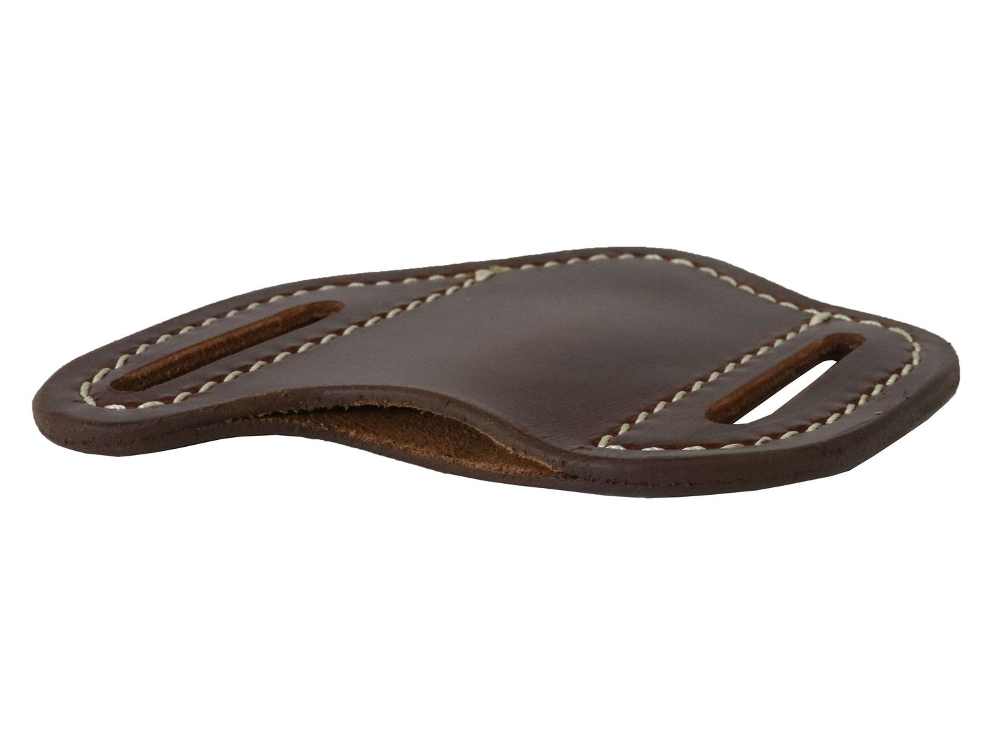 Handmade Leather Pocket Knife Holster, Cross Draw Knife Sheath with Belt Slots - Oxford Xcel Chrome Tan Leather - Stonestreet Leather