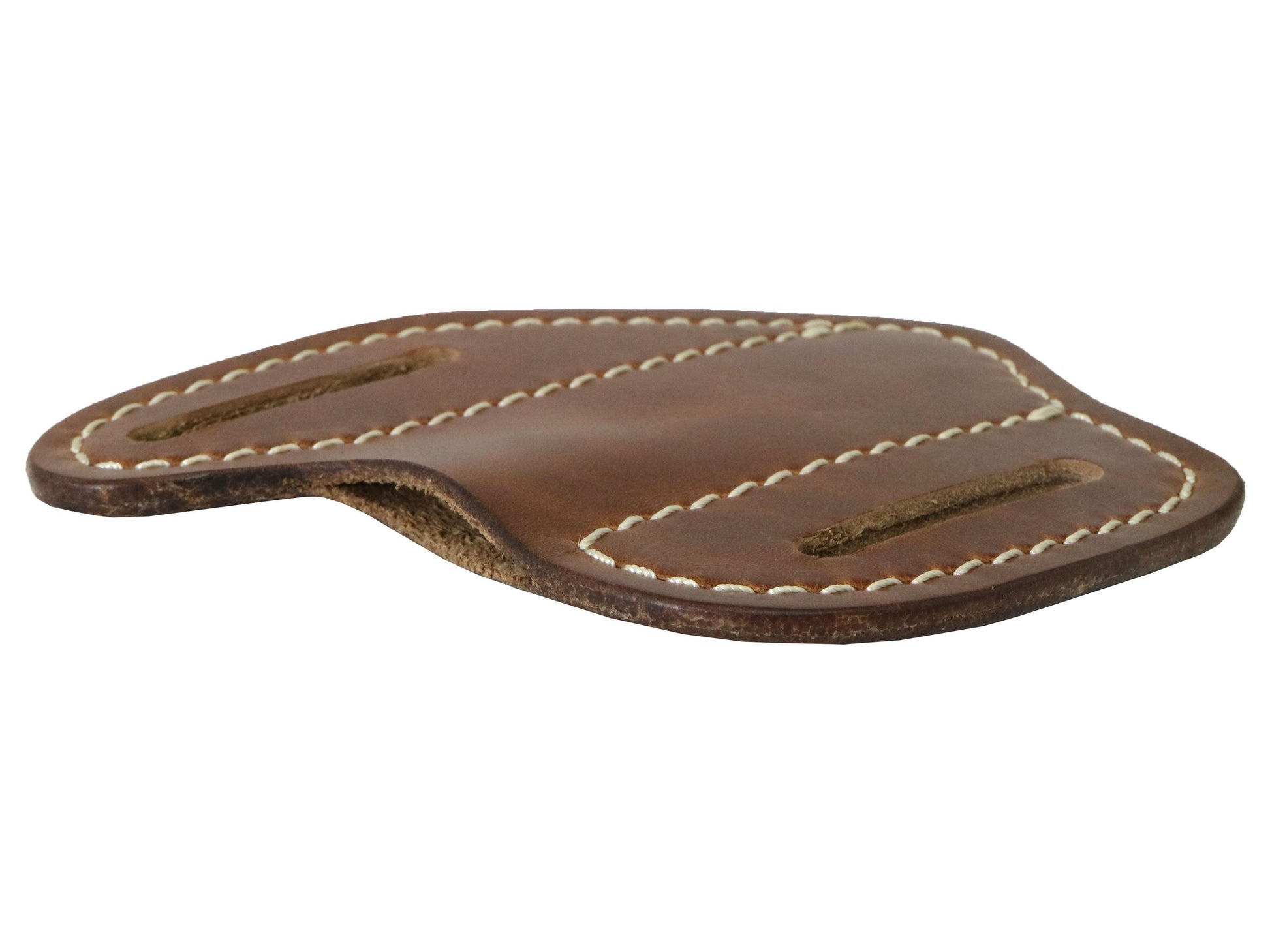 Handmade Leather Pocket Knife Holster, Cross Draw Knife Sheath with Belt Slots - Oxford Xcel Chrome Tan Leather - Stonestreet Leather