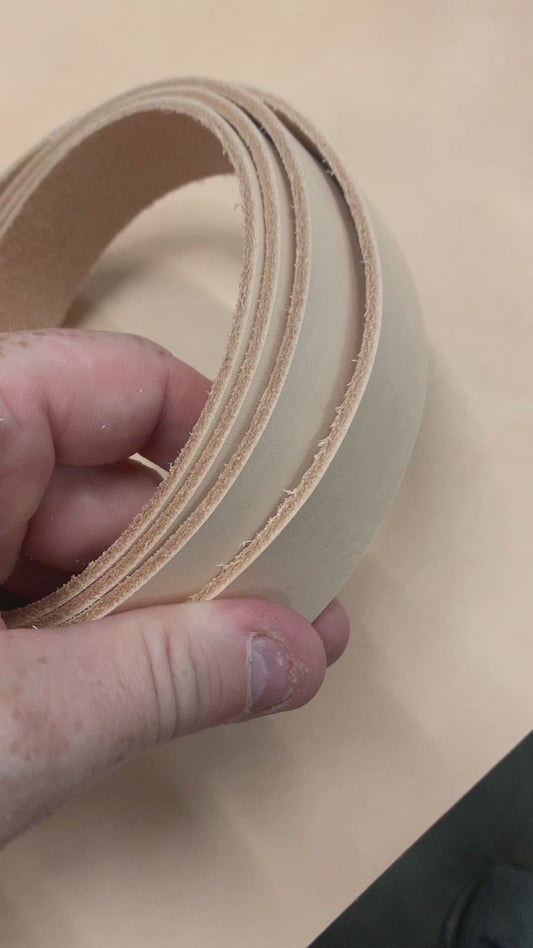 Vegetable Tanned Leather Strip, 48”- 60” in Length, Natural Veg Tan - Premium Grade Leather
