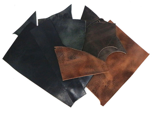 Two Pounds of Vintage Glazed Buffalo Leather Scrap - Stonestreet Leather