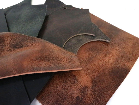 Two Pounds of Vintage Glazed Buffalo Leather Scrap - Stonestreet Leather