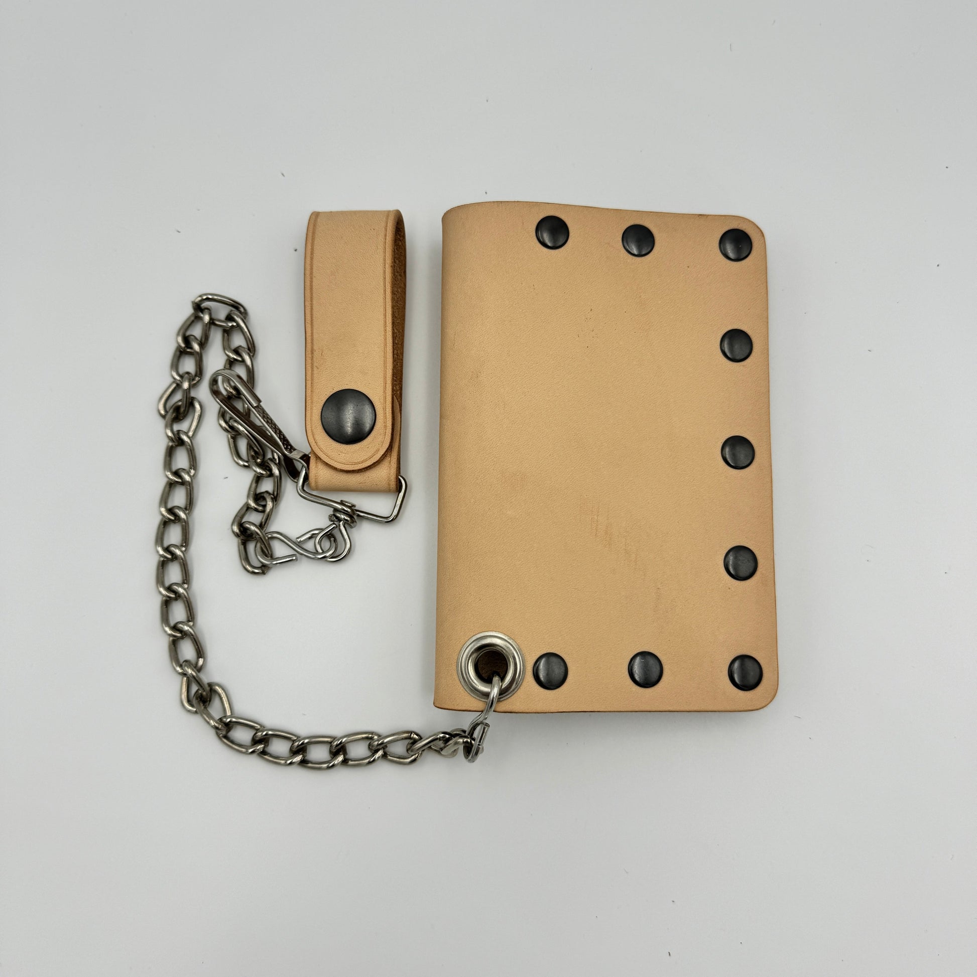 Veg Tan Biker Bifold Chain Wallet - Natural Vegetable Tanned Cowhide Leather with Gun Metal Hardware - Stonestreet Leather