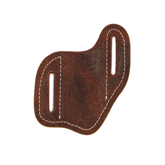Vintage Glazed Buffalo Leather Pocket Knife Holster, Cross Draw Knife Sheath with Belt Slots - Stonestreet Leather