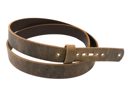 Brown Crazy Horse Buffalo Leather Belt Blank With Matching Keeper, 50