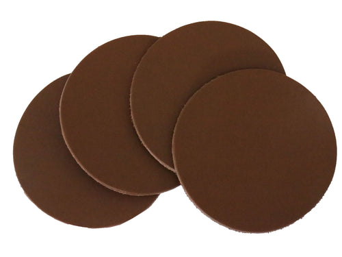 Caramel Brown Vegetable Tanned Leather Coaster Shapes (Round), 4