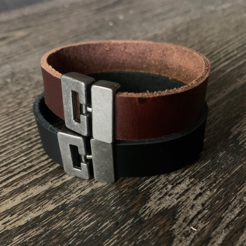 2 Pack - Leather Bracelets Copper Brown & Black - Stonestreet Leather