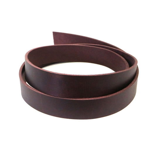West Tan Matte Burgundy Buffalo Leather Strip, 48”-60” in Length