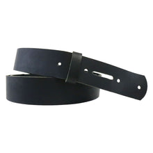 Cargar imagen en el visor de la galería, Matte Black West Tan Buffalo Leather Belt Blank With Matching Keeper, 48&quot;-60&quot;+ Length
