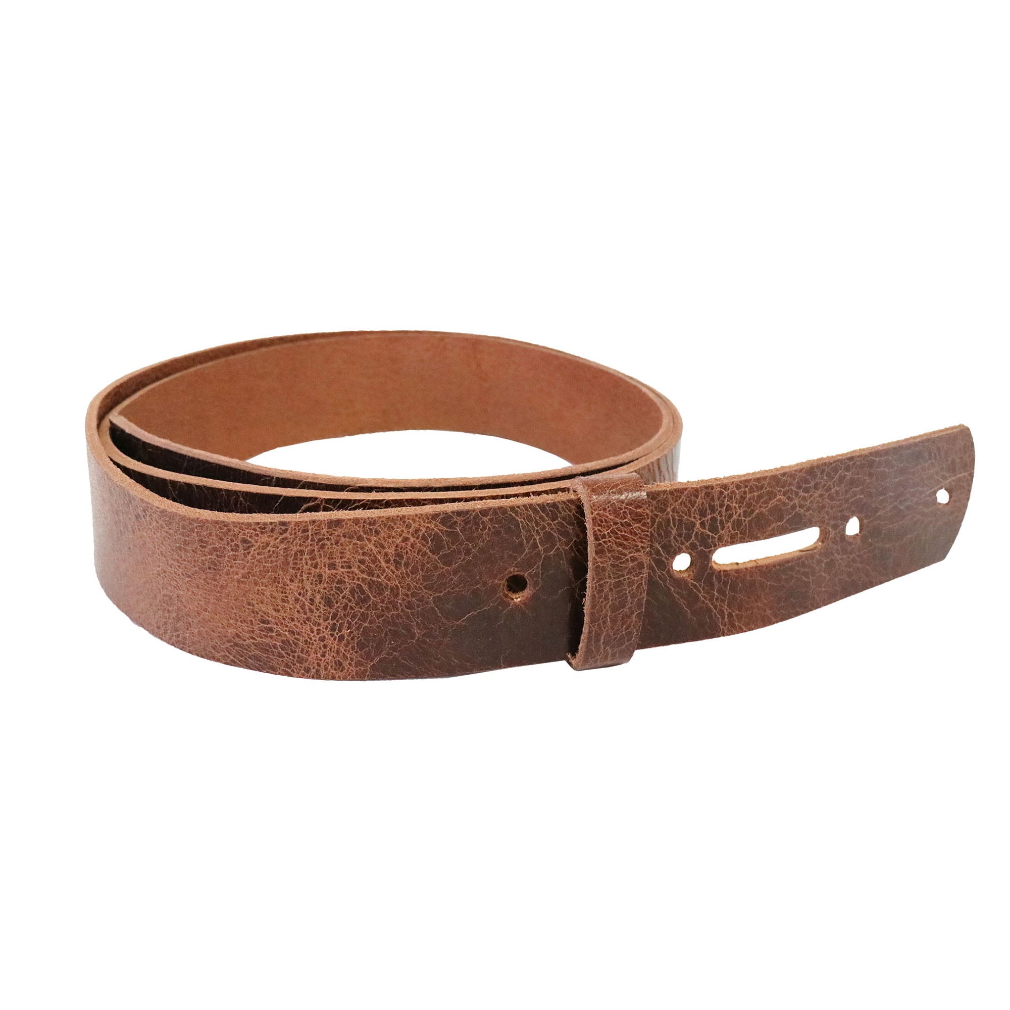 Tan Brown Vintage Glazed Buffalo Leather Belt Blank With Matching
