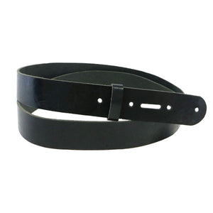 Black Vintage Glazed Buffalo Leather Belt Blank With Matching Keeper, 48"-60" Length