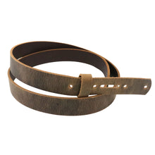 Cargar imagen en el visor de la galería, Brown Crazy Horse Buffalo Leather Belt Blank With Matching Keeper, 48&quot;-60&quot;+ in length
