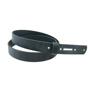 Navy Blue Crazy Horse Buffalo Leather Belt Blank With Matching Keeper, 48"-60" Length