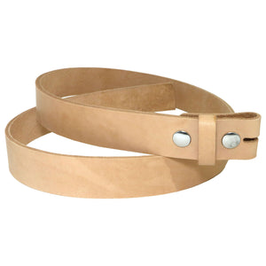 Extra Heavy 10-14oz Natural Vegetable Tanned Leather Belt Blank W/ Snaps and Matching Keeper | 60"-70" Length