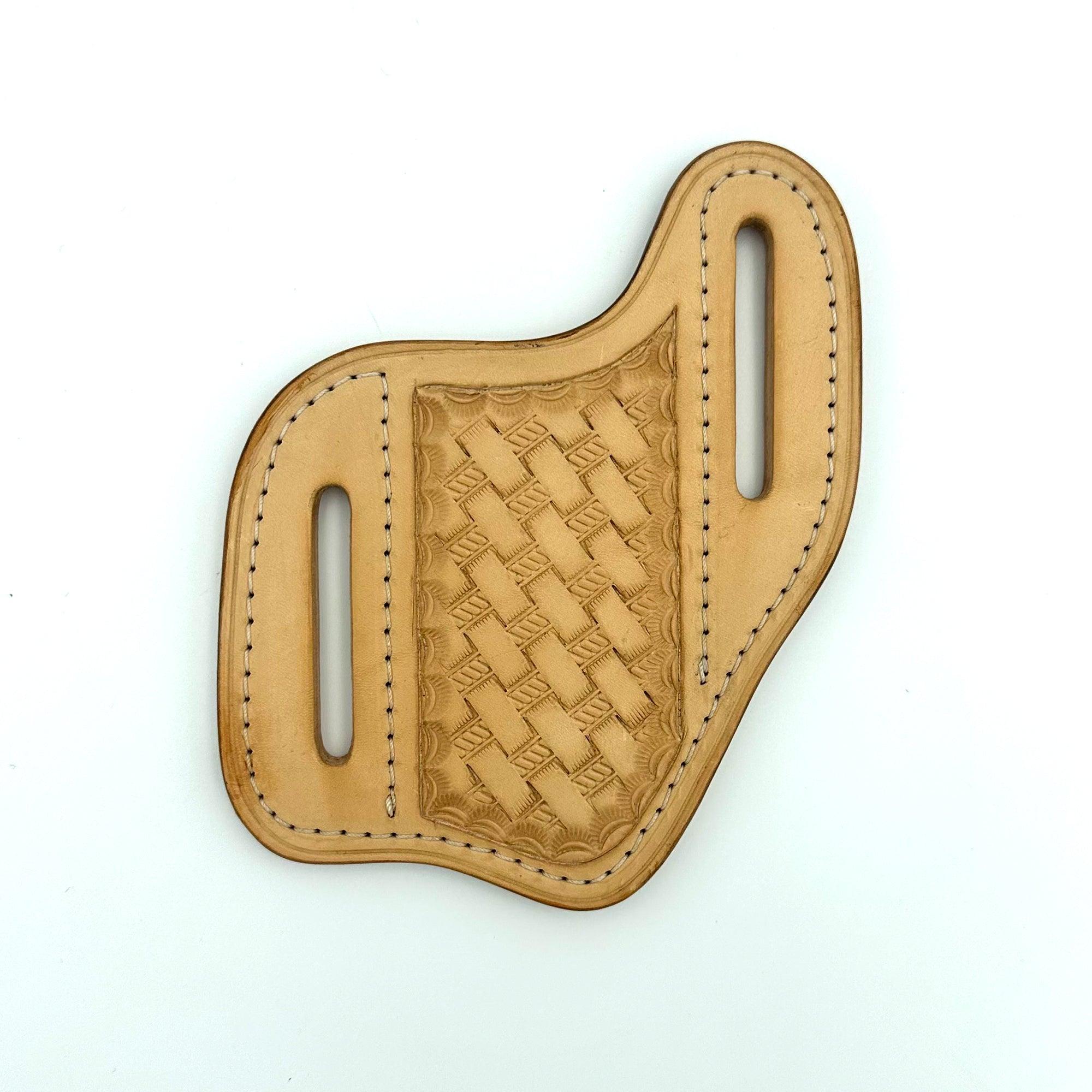 Basketweave Stamped Natural Veg Tan Cowhide Leather Handmade