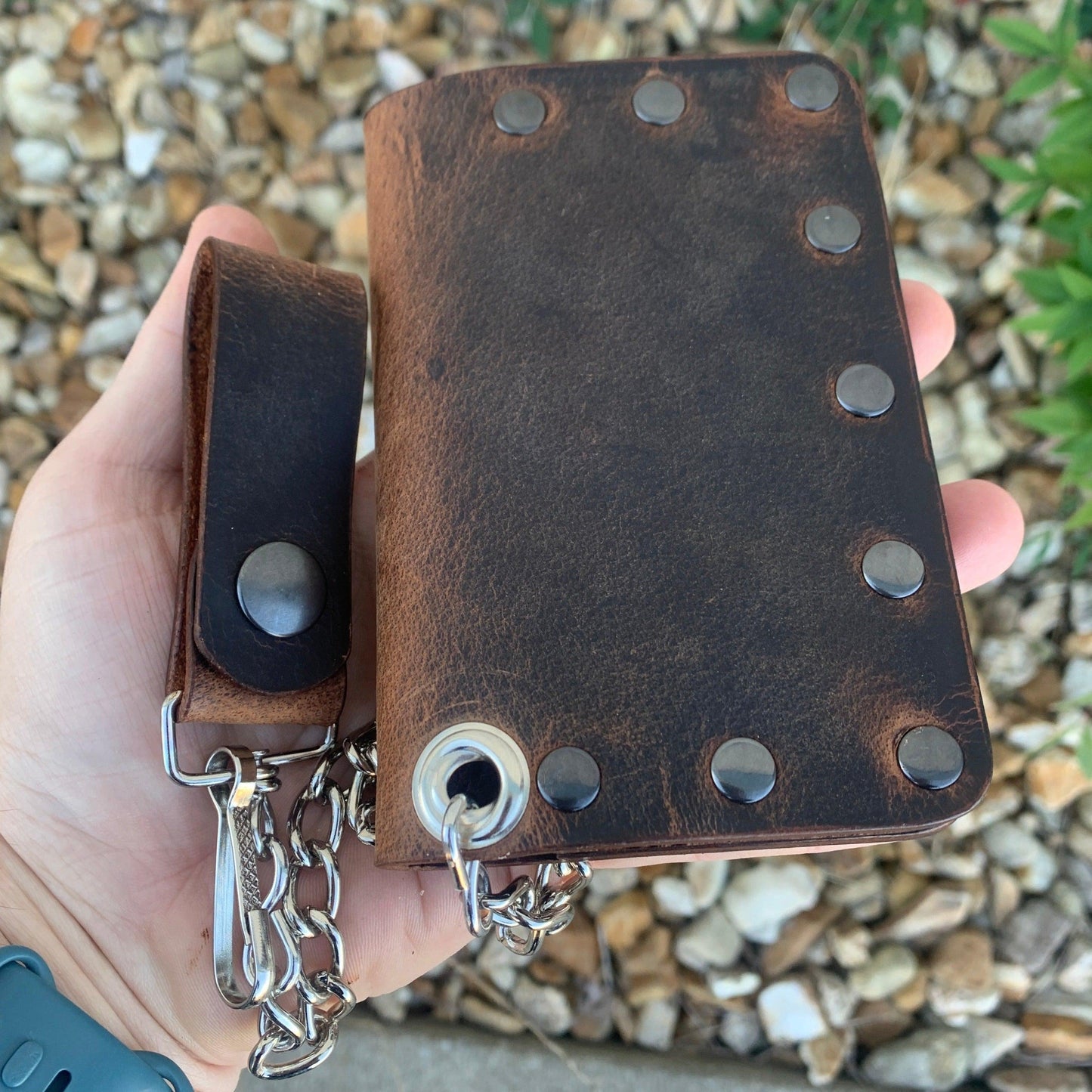 Biker Bifold Chain Wallet - Crazy Horse Buffalo Leather - Stonestreet Leather