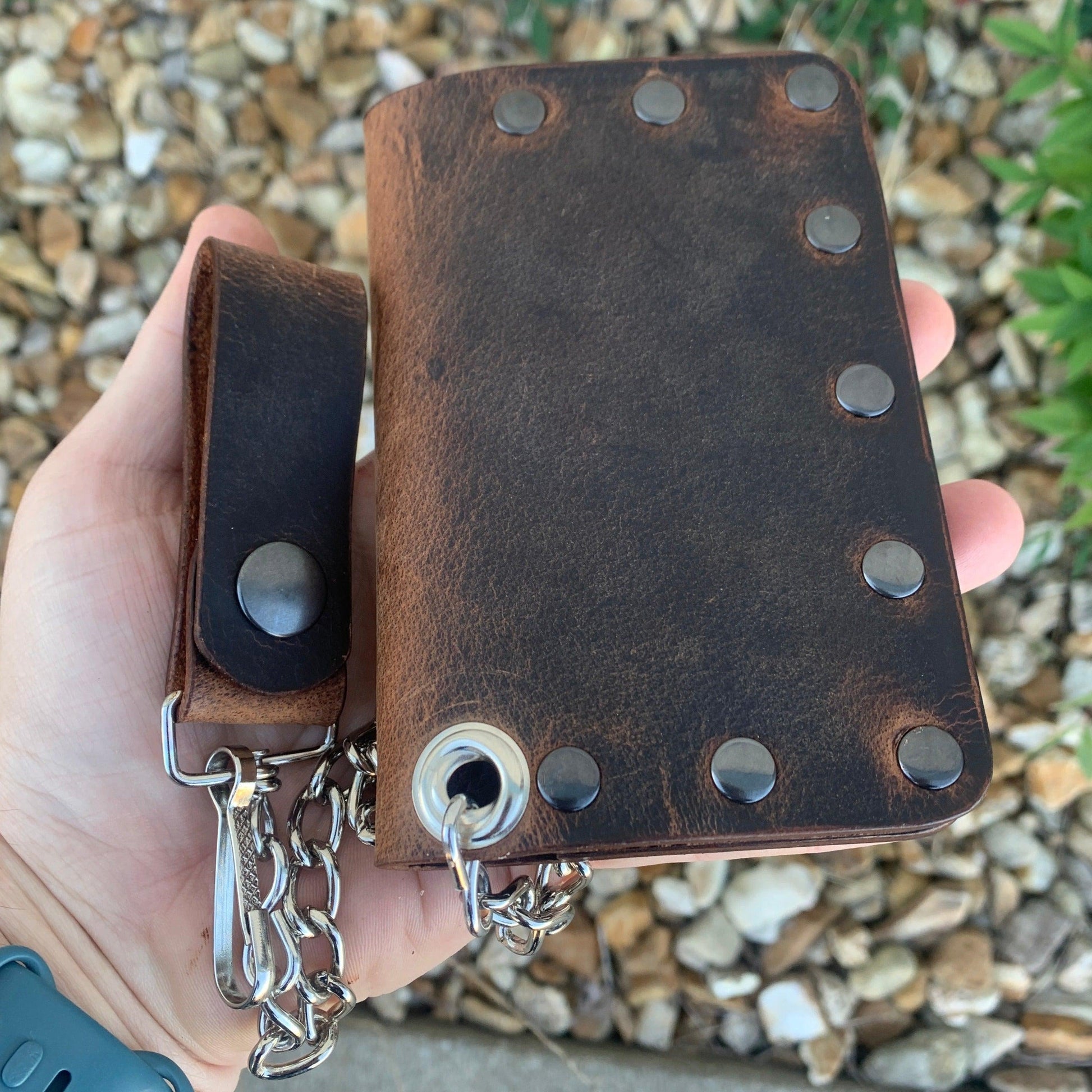 Biker Bifold Chain Wallet - Crazy Horse Buffalo Leather - Stonestreet Leather