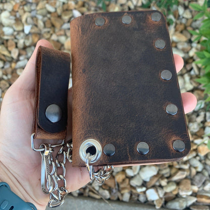 Biker Bifold Chain Wallet - Crazy Horse Buffalo Leather - Stonestreet Leather