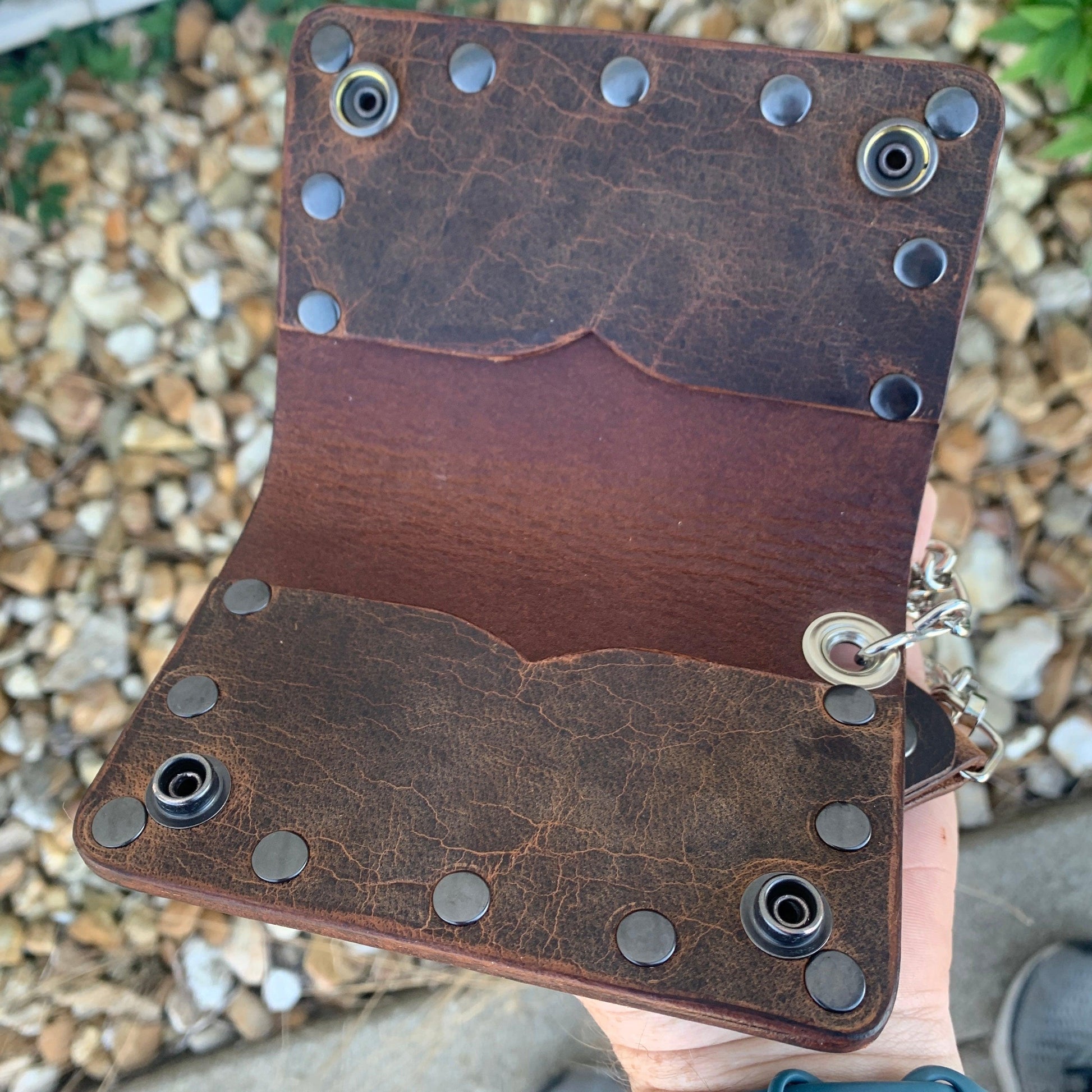 Biker Bifold Chain Wallet - Crazy Horse Buffalo Leather - Stonestreet Leather
