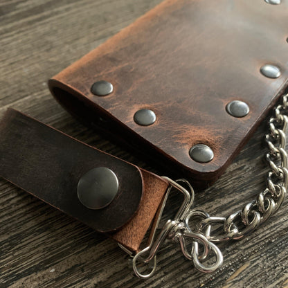 Biker Bifold Chain Wallet - Crazy Horse Buffalo Leather - Stonestreet Leather