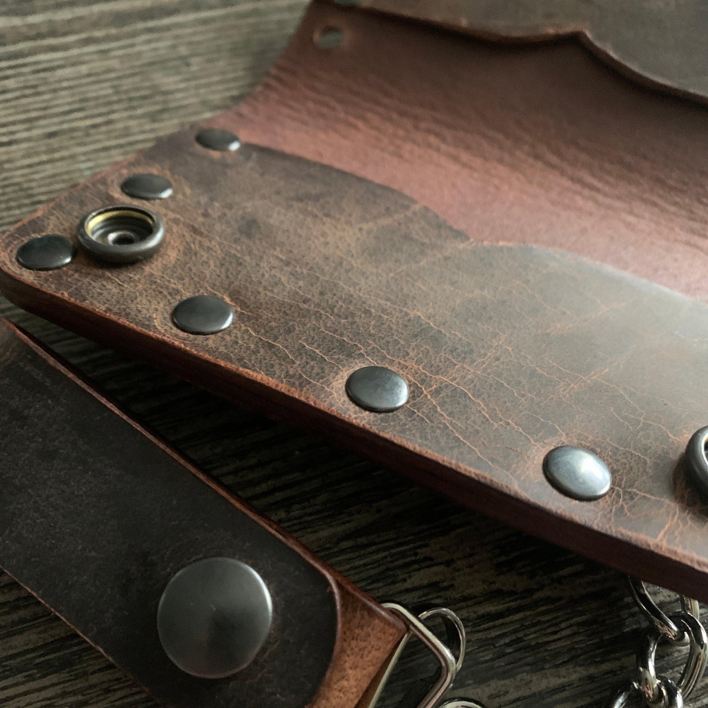 Biker Bifold Chain Wallet - Crazy Horse Buffalo Leather - Stonestreet Leather