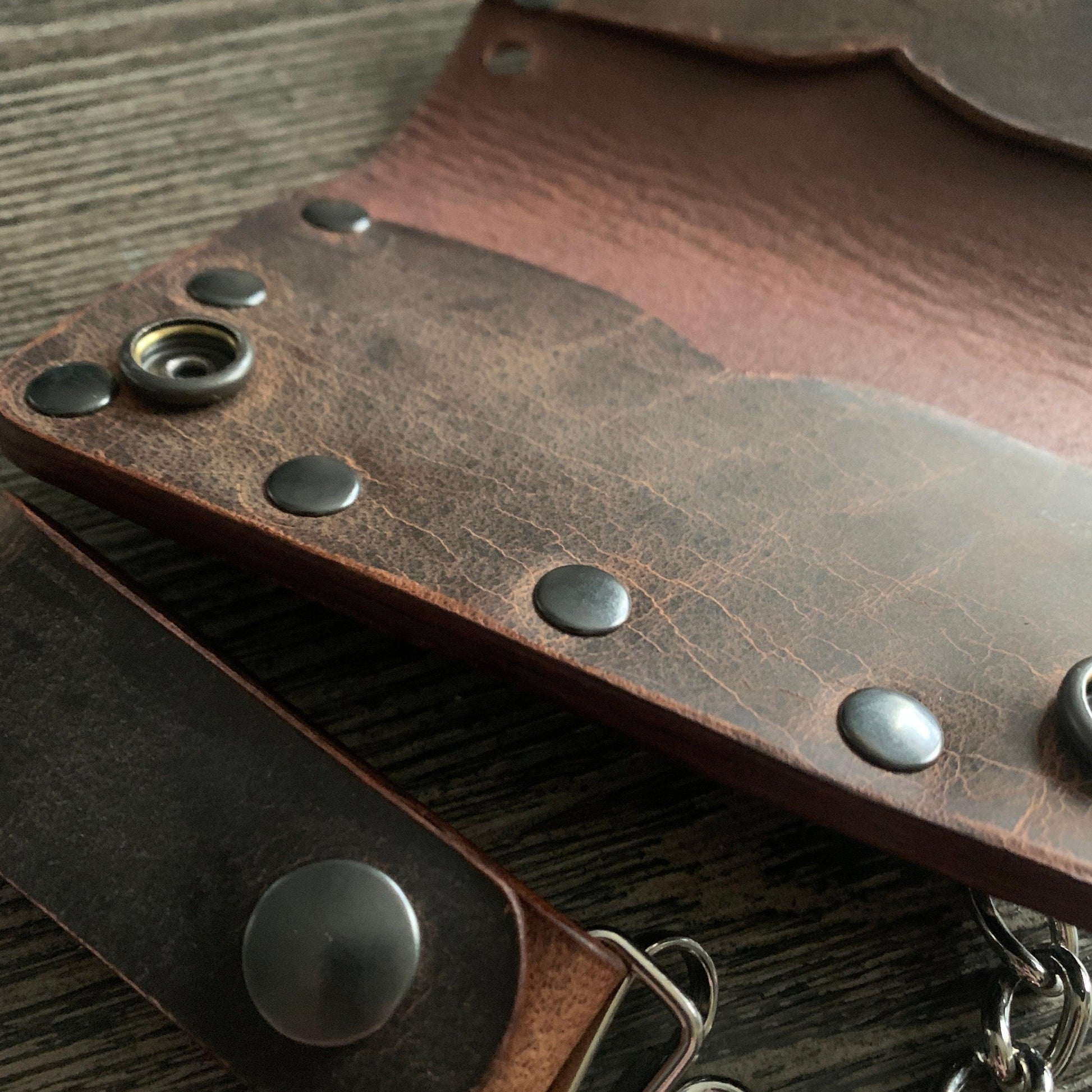 Biker Bifold Chain Wallet - Crazy Horse Buffalo Leather - Stonestreet Leather