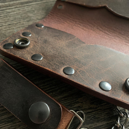 Biker Bifold Chain Wallet - Crazy Horse Buffalo Leather - Stonestreet Leather