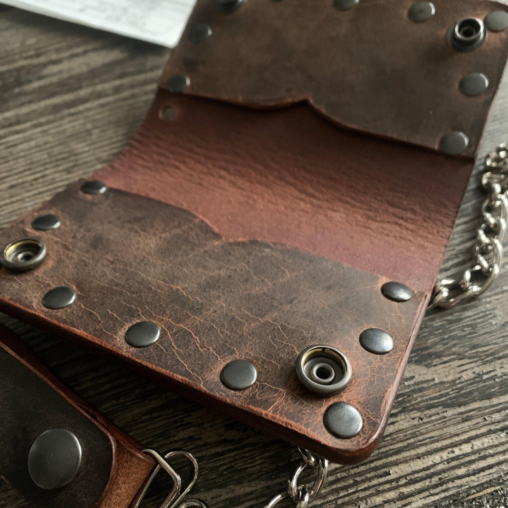 Biker Bifold Chain Wallet - Crazy Horse Buffalo Leather - Stonestreet Leather