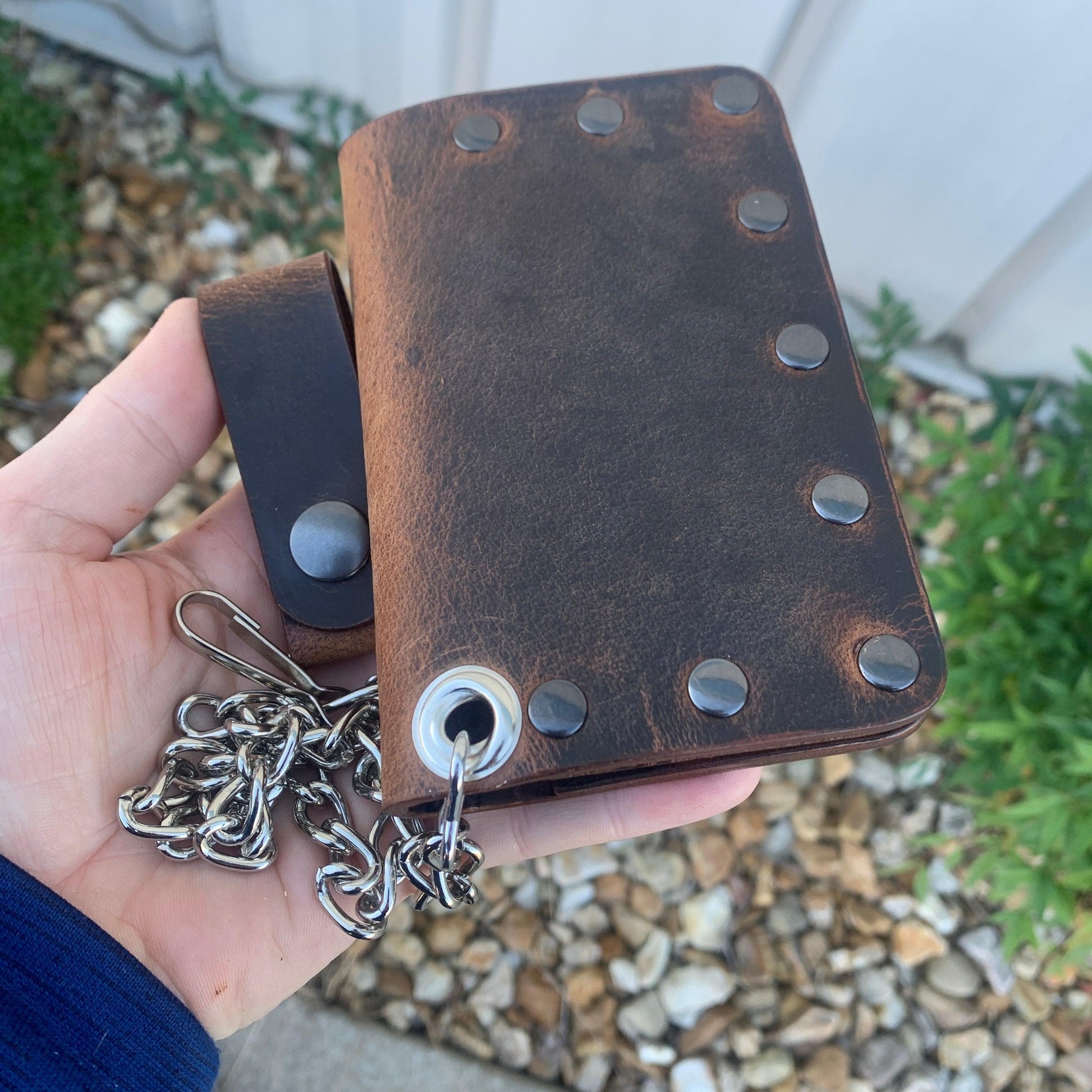 Biker Bifold Chain Wallet - Crazy Horse Buffalo Leather - Stonestreet Leather