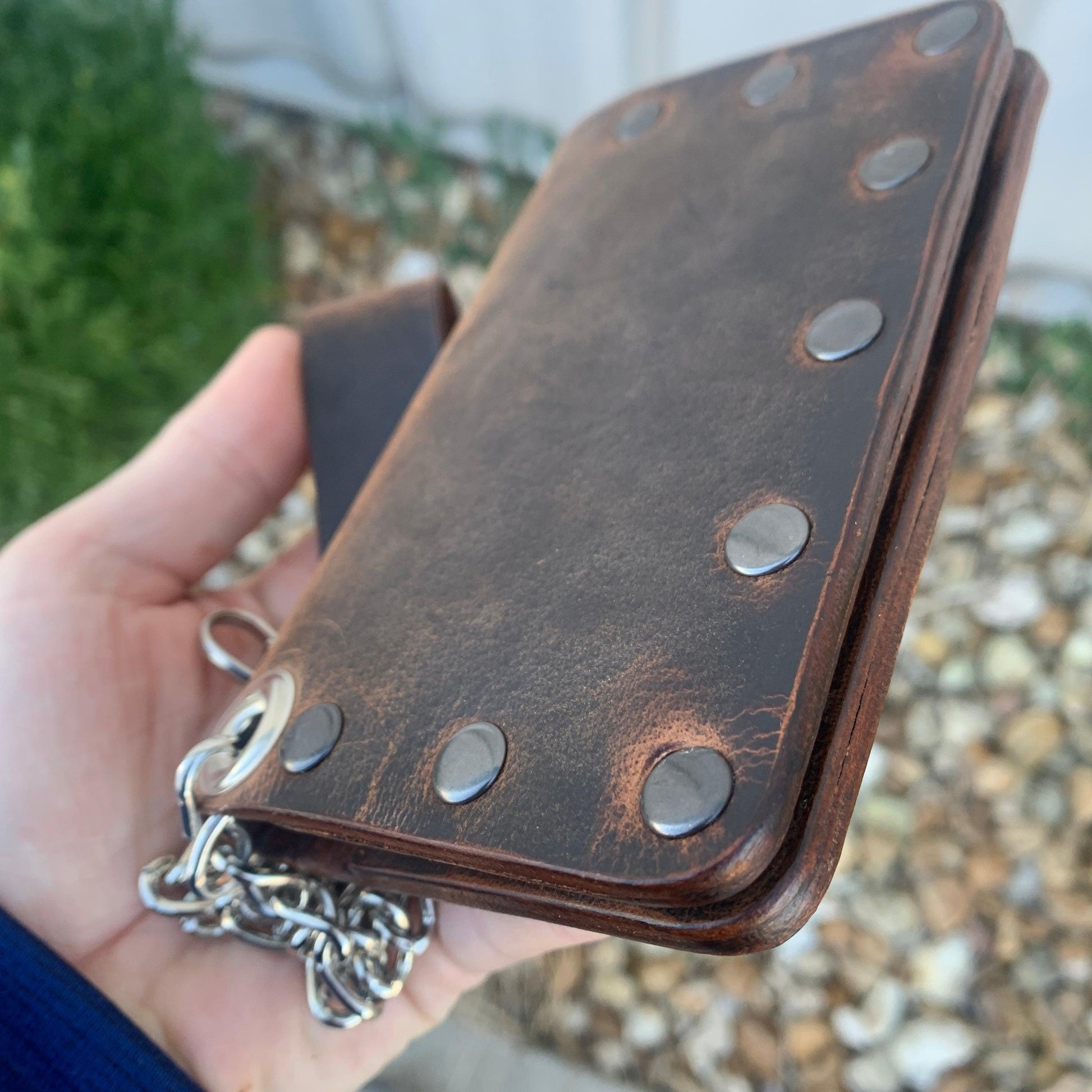 Biker Bifold Chain Wallet - Crazy Horse Buffalo Leather - Stonestreet Leather