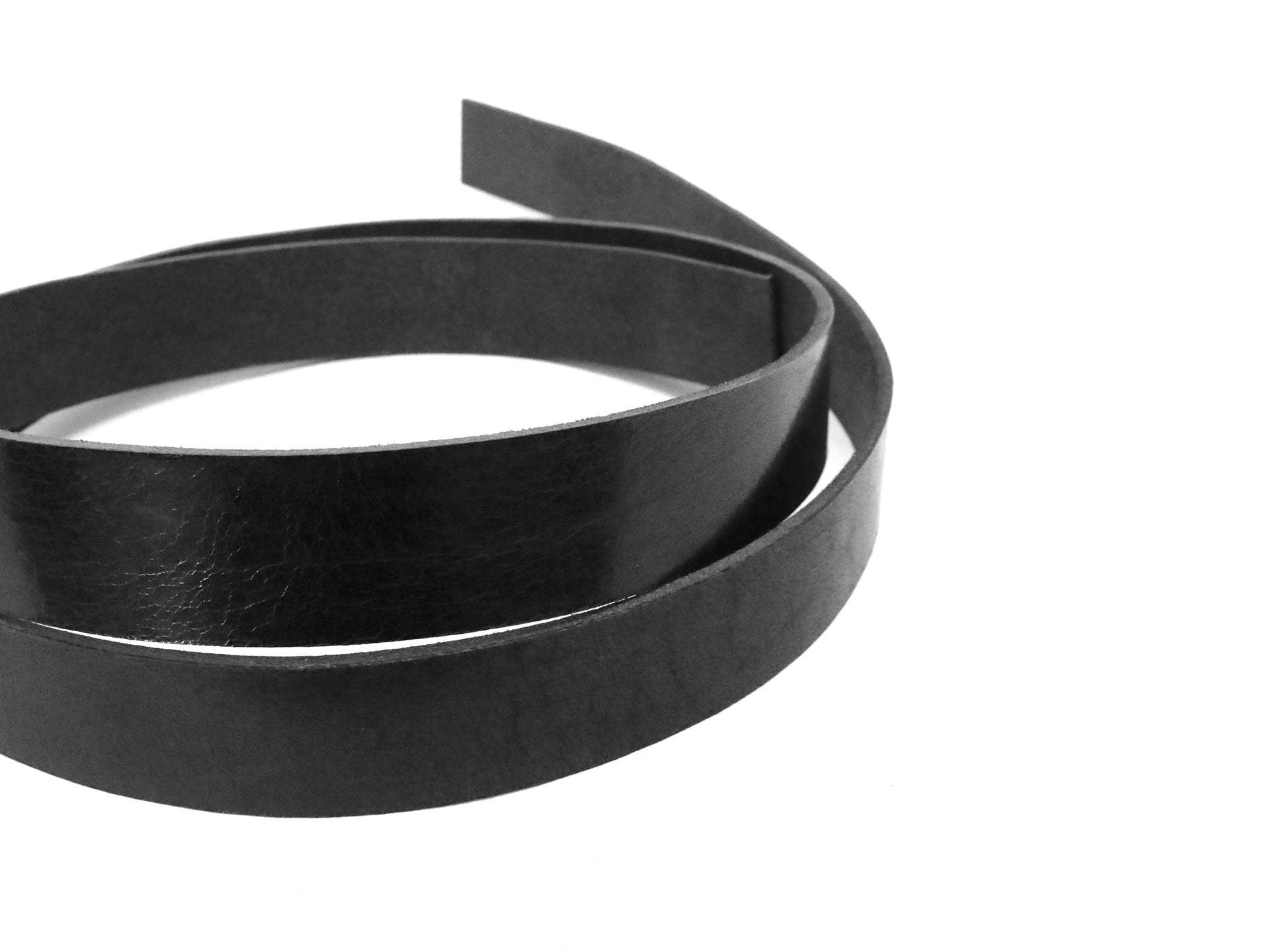 Black Vintage Glazed Buffalo Leather Strip, 48” - 60” Length, Black - Stonestreet Leather