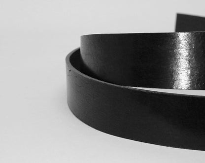 Black Vintage Glazed Buffalo Leather Strip, 48” - 60” Length, Black - Stonestreet Leather
