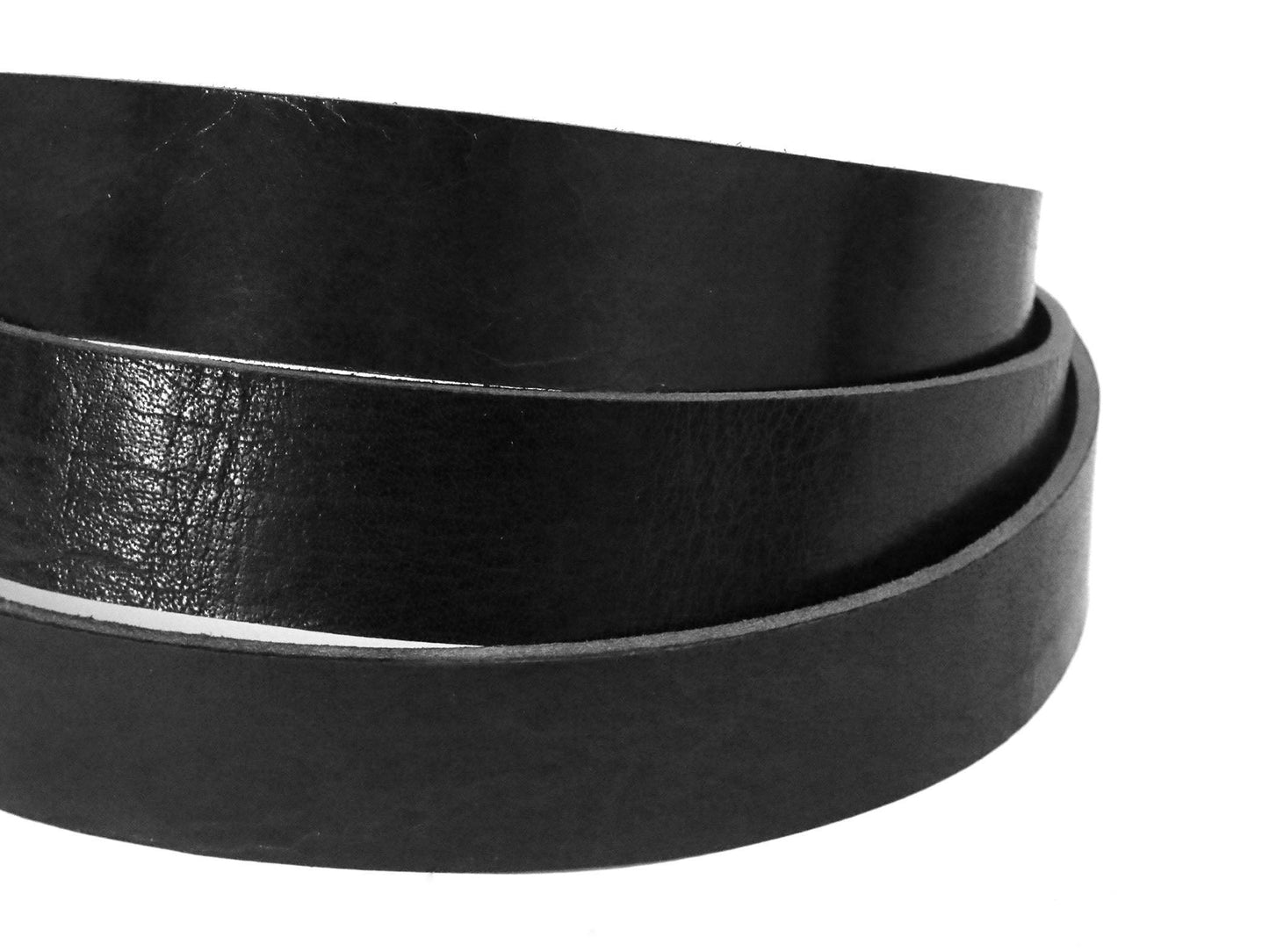 Black Vintage Glazed Buffalo Leather Strip, 48” - 60” Length, Black - Stonestreet Leather
