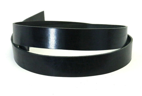 Black Vintage Glazed Buffalo Leather Strip, 48” - 60” Length, Black - Stonestreet Leather