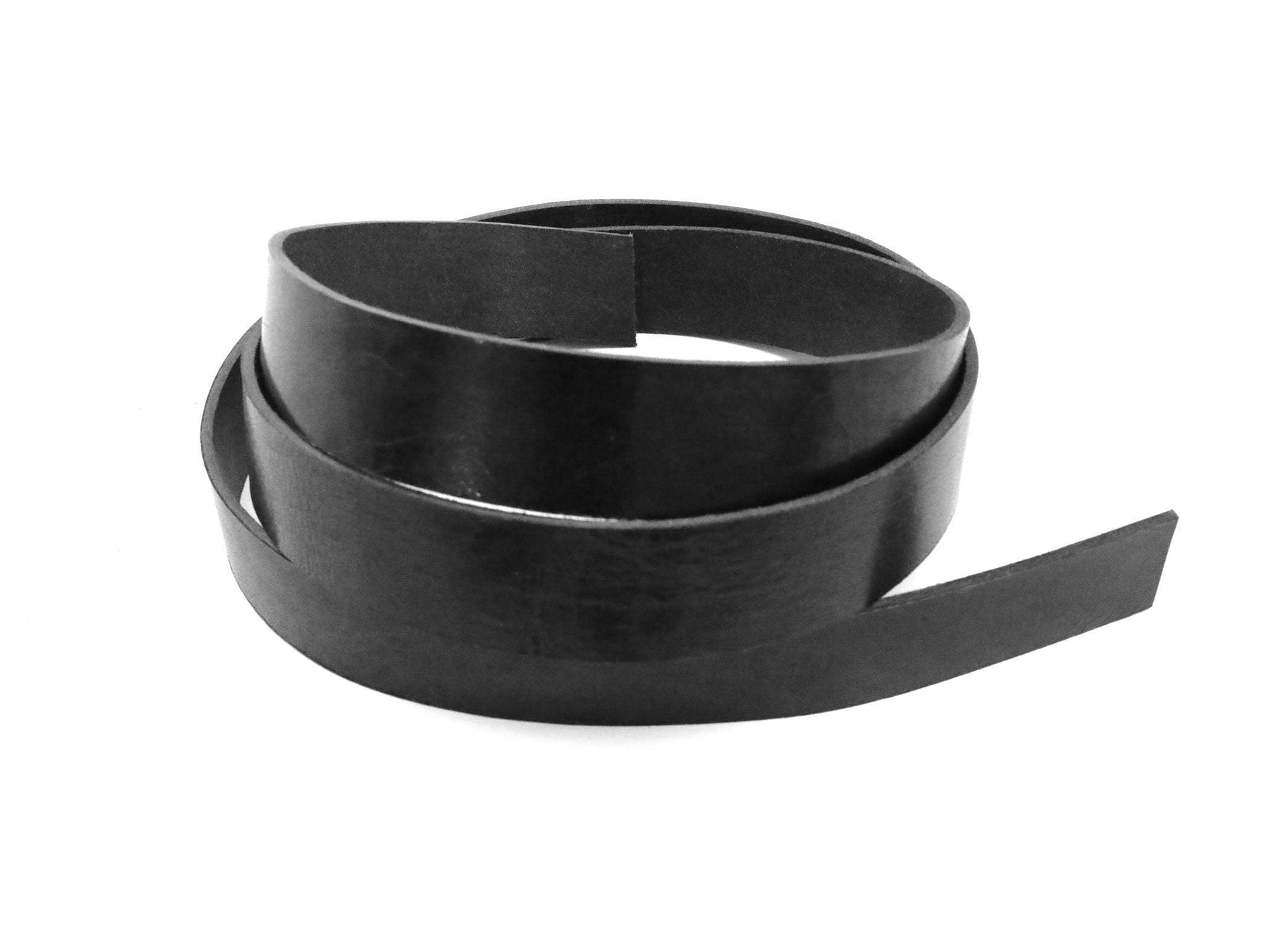 Black Vintage Glazed Buffalo Leather Strip, 48” - 60” Length, Black - Stonestreet Leather