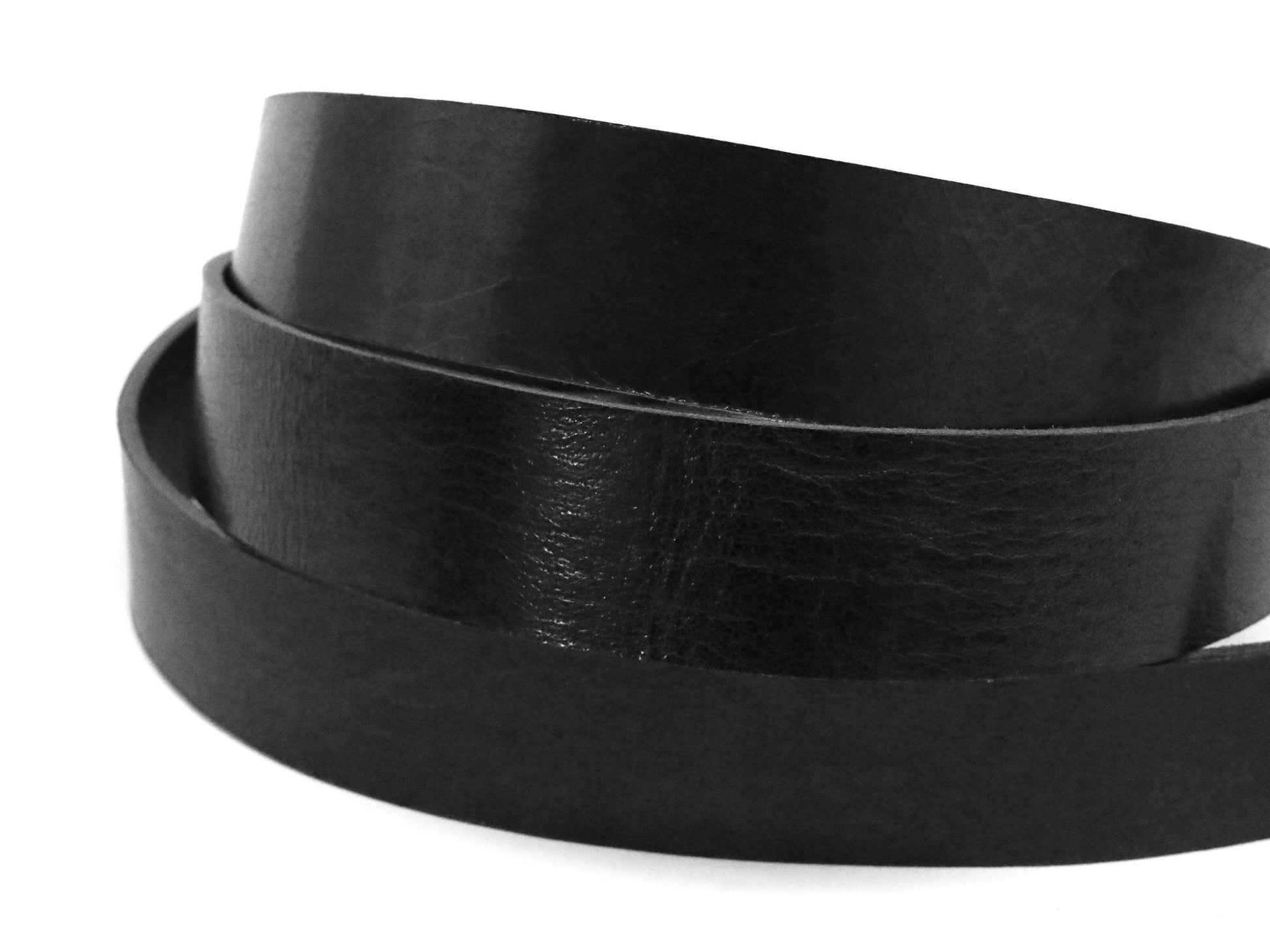 Black Vintage Glazed Buffalo Leather Strip, 48” - 60” Length, Black - Stonestreet Leather