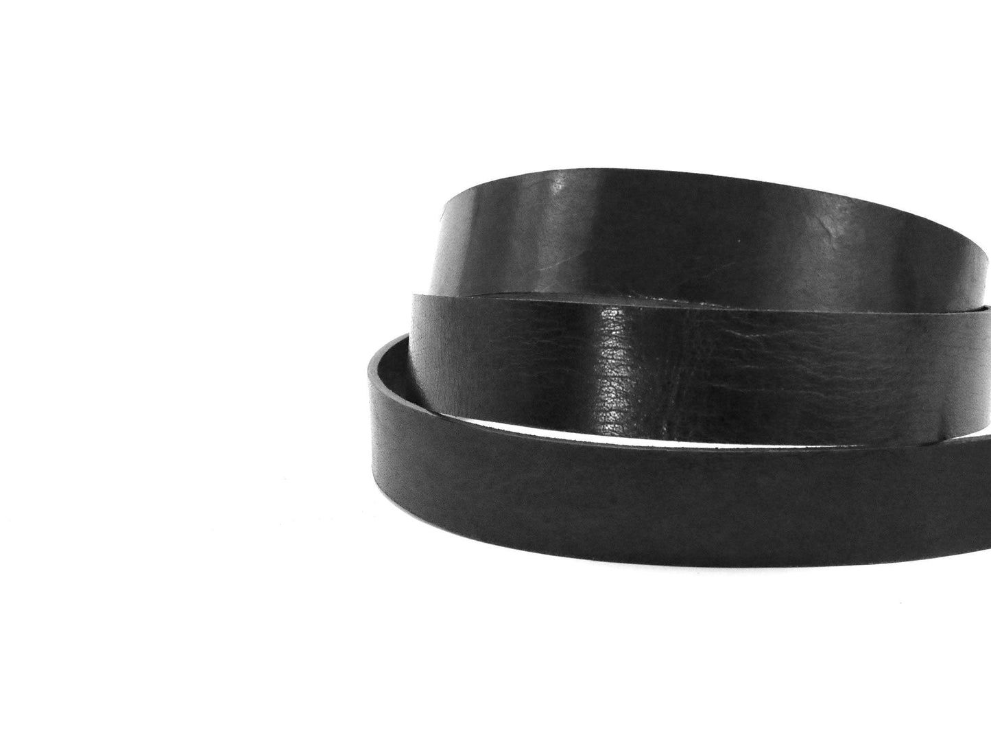 Black Vintage Glazed Buffalo Leather Strip, 48” - 60” Length, Black - Stonestreet Leather