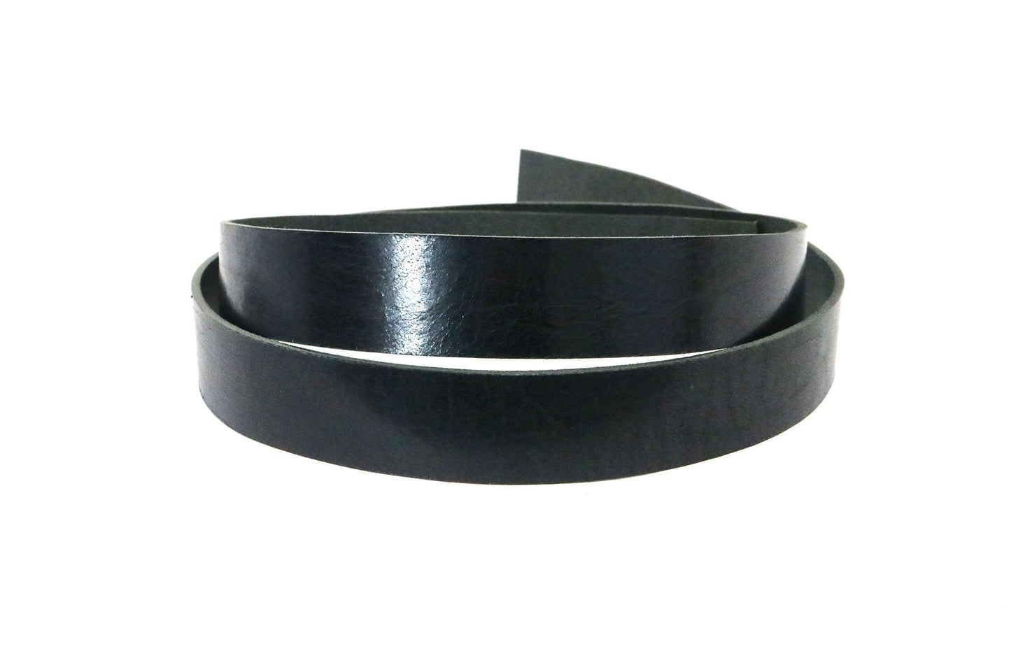 Black Vintage Glazed Buffalo Leather Strip, 48” - 60” Length, Black - Stonestreet Leather
