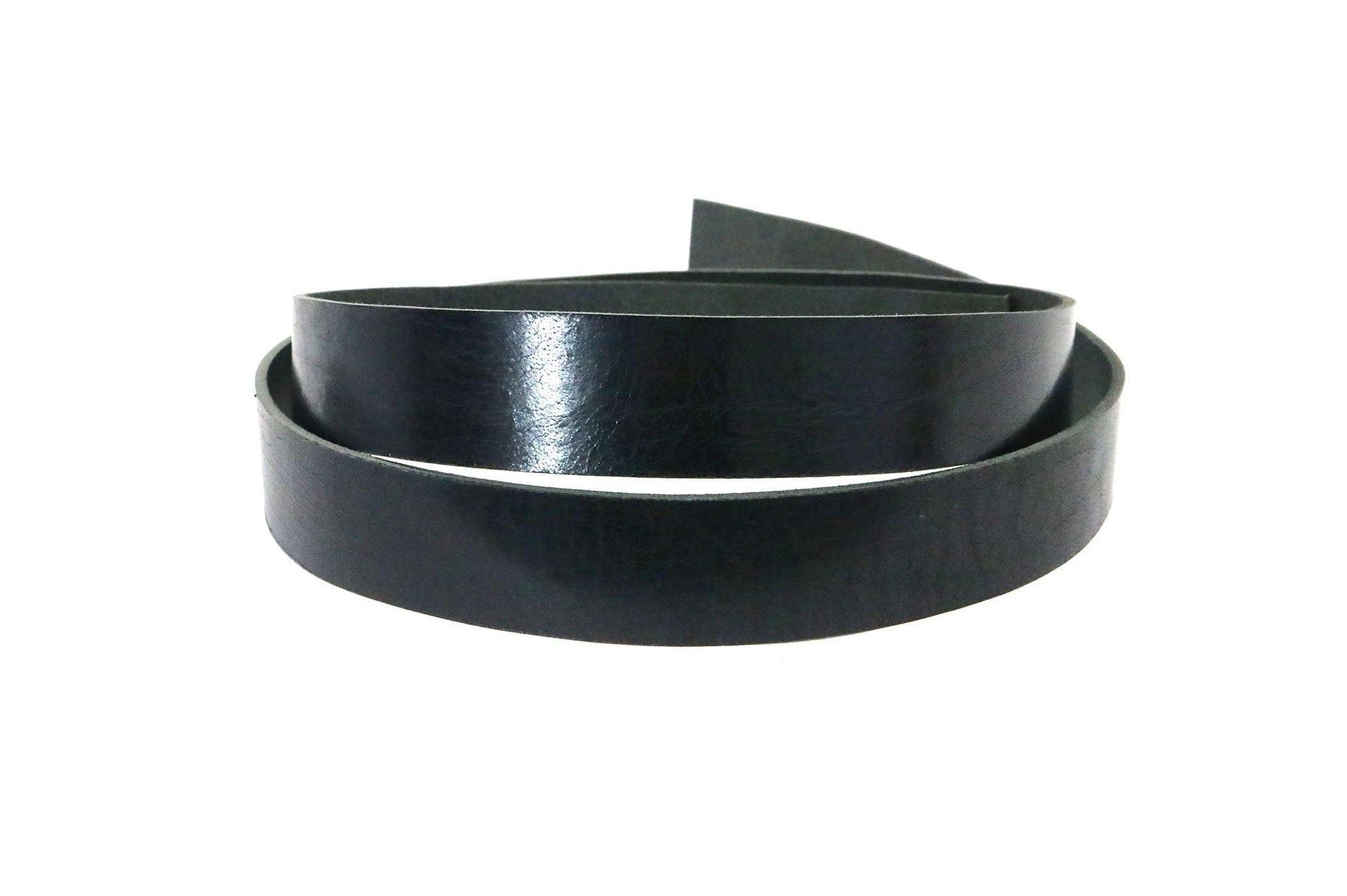 Black Vintage Glazed Buffalo Leather Strip, 48” - 60” Length, Black - Stonestreet Leather
