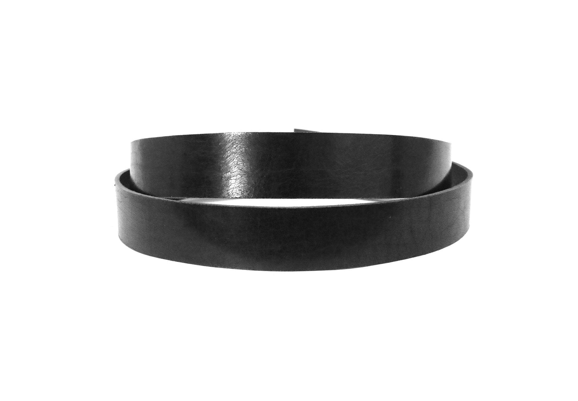 Black Vintage Glazed Buffalo Leather Strip, 48” - 60” Length, Black - Stonestreet Leather