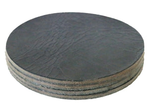 Black Vintage Glazed Water Buffalo Leather Round Coaster Shapes, 4"x4" - Stonestreet Leather