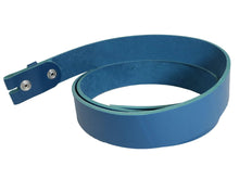 Load image into Gallery viewer, Blue Vegetable Tanned Leather Belt Blank W/ Snaps and Matching Keeper | 60&quot; - 72&quot; Length - Stonestreet Leather
